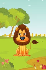Papier Peint photo Zoo illustration de lion en colère
