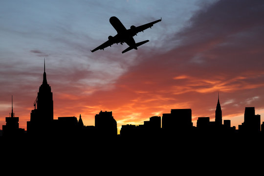 plane departing Manhattan