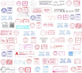 colorful background, postmarks from the world