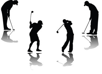 golf player with shadow - vector