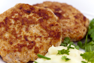 Frikadellen mit Püree,Rucola Salat