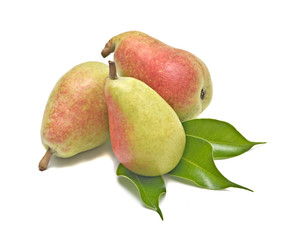 Three pears isolated on white background