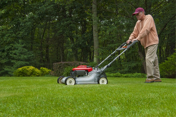 Mowing lawn