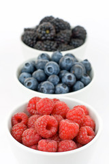 Raspberry, blueberry and blackberry