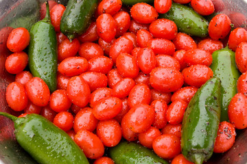 Hot Peppers and Cherry Tomatoes