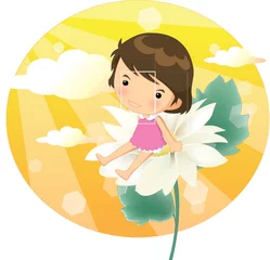 Poster klein meisje op de bloem © Wichittra Srisunon