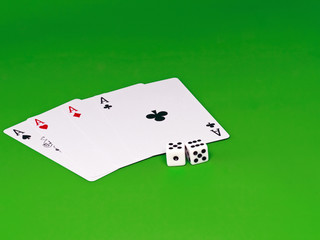 The dice and playing cards-