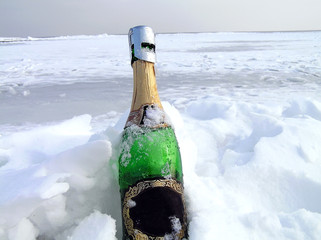 Champagne in a snow