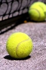 Tennis balls on a court