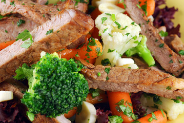 Meat with Vegetables and Greens
