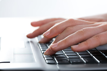 Working on the laptop