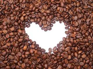 Coffee beans with heart.