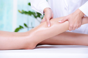 Massaging of the human leg