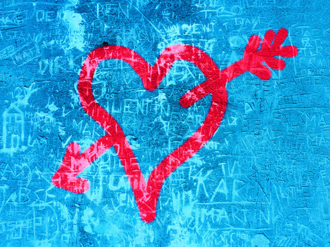 Fototapeta coeur amour sur graffiti