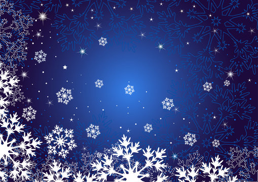 Winter dark blue background