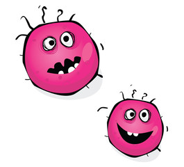Waarschuwing! Roze bacteriën van de Mexicaanse griep, virus H1N1. VECTOR.