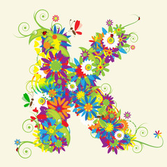 Letter K, floral design. See also letters in my gallery