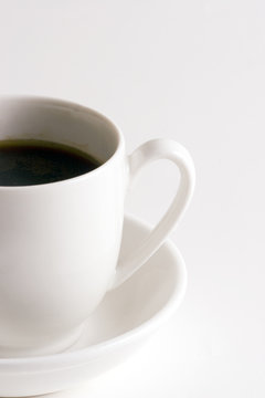 Cup of Coffee on white plate and white background