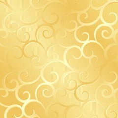 Golden spirals texture, pattern; vector illustration