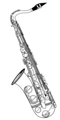 saxophone on a white background