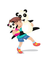 boy with panda toy