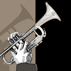 trumpet on grunge background