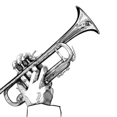 Gordijnen trompet op witte achtergrond © Isaxar