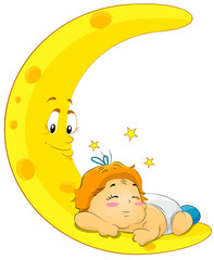 Baby Sleeping on Moon