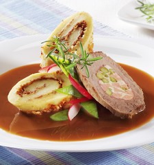 Beef roll with potato dumplings