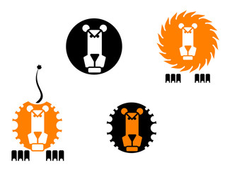 Four lion icons isolated on white background