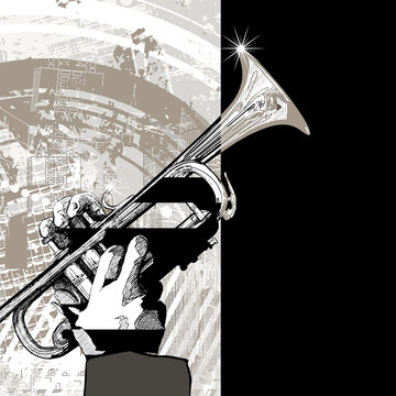 trumpet on grunge background