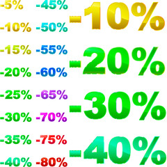Discount label tamplates with different percentages