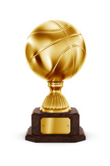 Gold basketball trophy