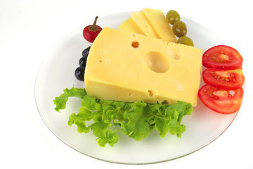 cheese and vegetables on dish