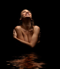 Naklejka premium beautiful woman isolated on black