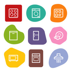 Home appliances web icons, colour spots series