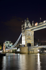 Tower Bridge at night, London, UK, 2009