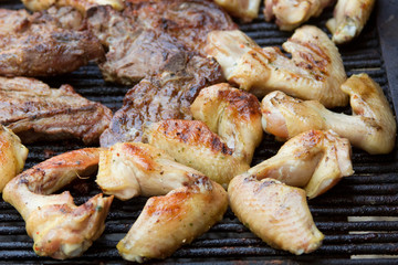 Chicken wings on grill