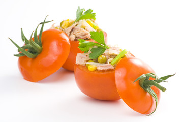 tuna stuffed tomato celery corn soya bean