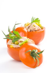 tuna stuffed tomato celery corn soya bean