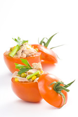 tuna stuffed tomato celery corn soya bean