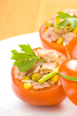 tuna stuffed tomato celery corn soya bean