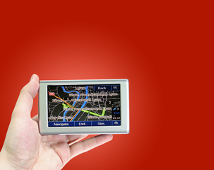 Gps in a man hand.