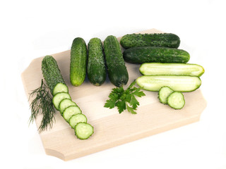 fresh cucumbers slices and parsley