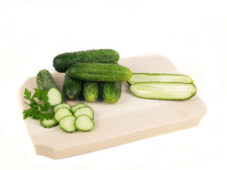 fresh cucumbers slices and parsley