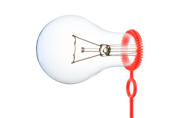 lightbulb blow from soap bubble frame