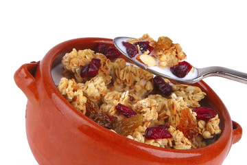 pot full of granola with nuts