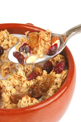 pot full of granola with nuts