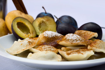Potato pillows filled with plum jam - detail