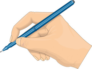 hand holding a pen to write a message